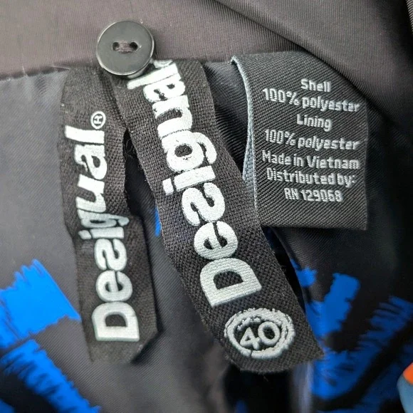 Desigual Puffer Jacket Women's 40 Multicolor Patchwork Print Statement - Picture 4 of 13